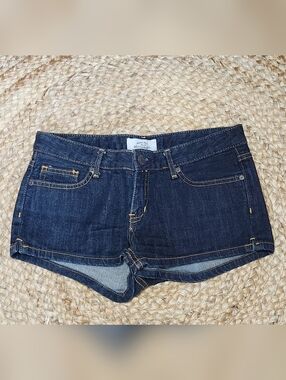 Y2K Aeropostale Jean Shortie Denim Shorts Womens 5/6 Dark Wash Low Rise Stretch